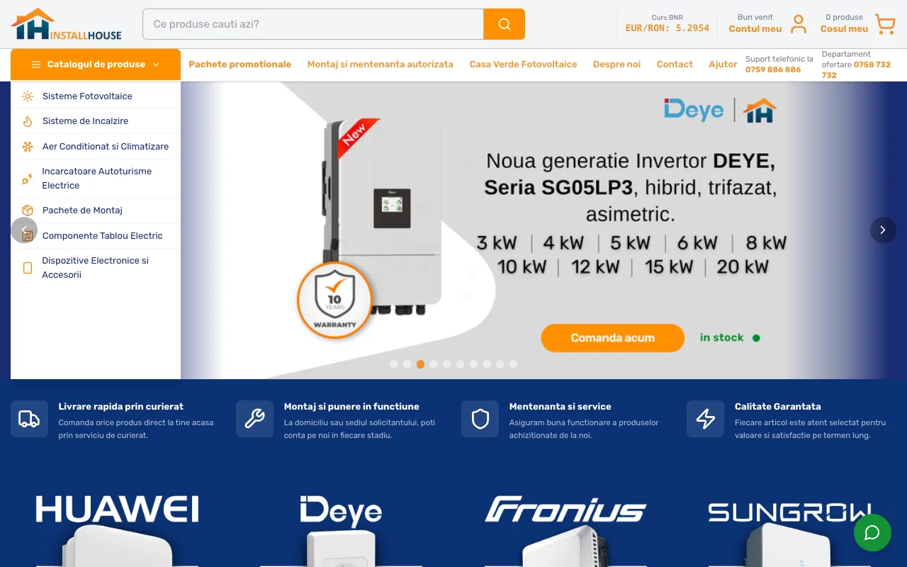 InstallHouse — portal e-commerce de echipamente fotovoltaice și energie
